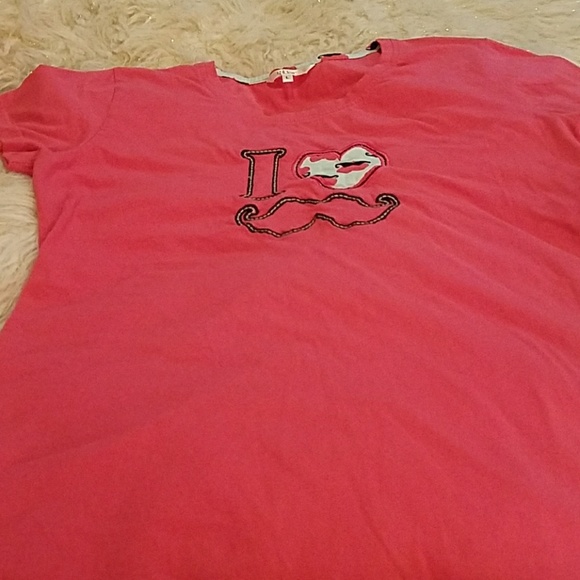 NLine I♡ mustache tee shirt pink - Picture 2 of 3